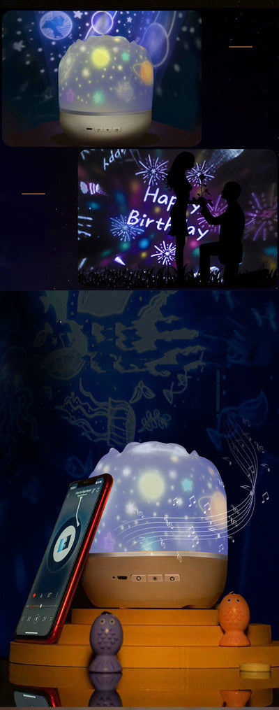 Music Projector Night Light with BT Speaker Chargeable Universe Starry Sky Rotate LED Lamp Colorful Flashing Star