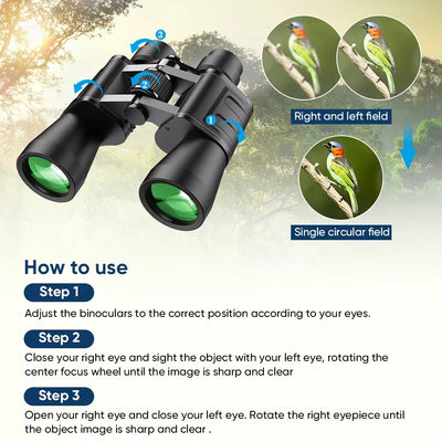180x100 High Power Military Binoculars Day Night Vision Compact Waterproof Binoculars For Bird Watching Hunting Travel Football Games Stargazing With Carrying Case And Strap