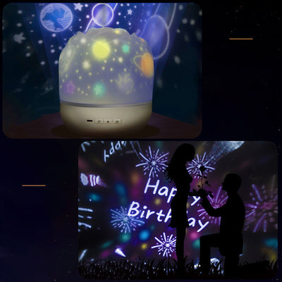 Music Projector Night Light with BT Speaker Chargeable Universe Starry Sky Rotate LED Lamp Colorful Flashing Star